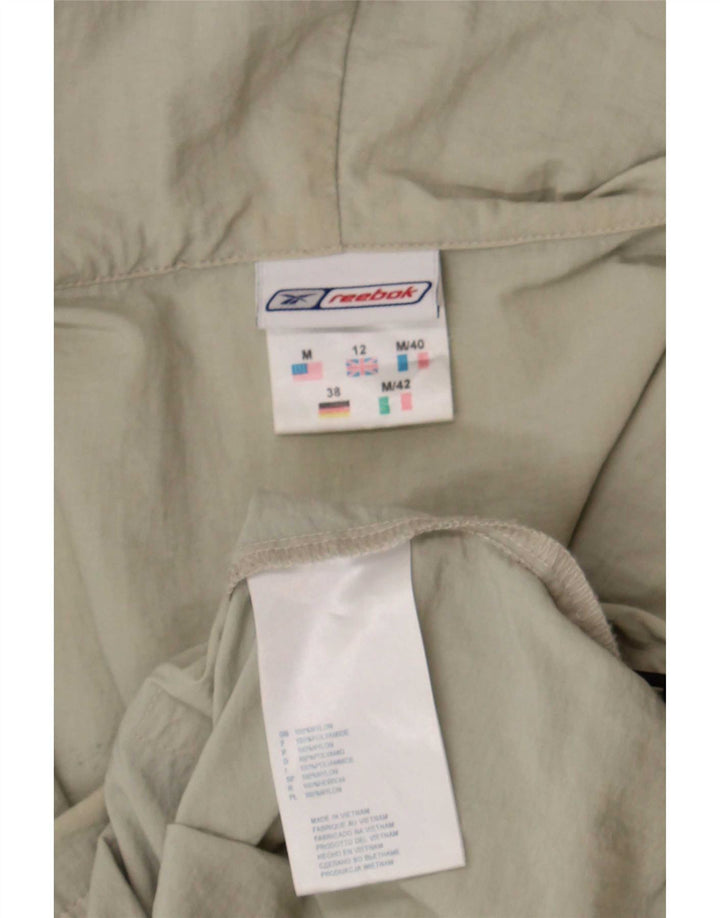 Reebok Womens Hooded Rain Jacket UK 12 Medium Beige Nylon