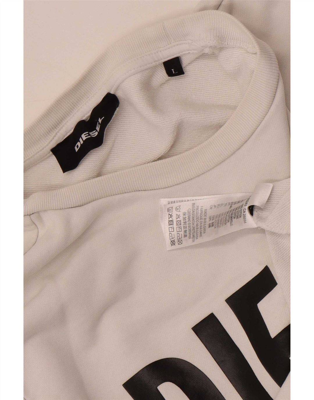 Diesel Herre Grafisk Sweatshirt Jumper Stor Hvid Bomuld