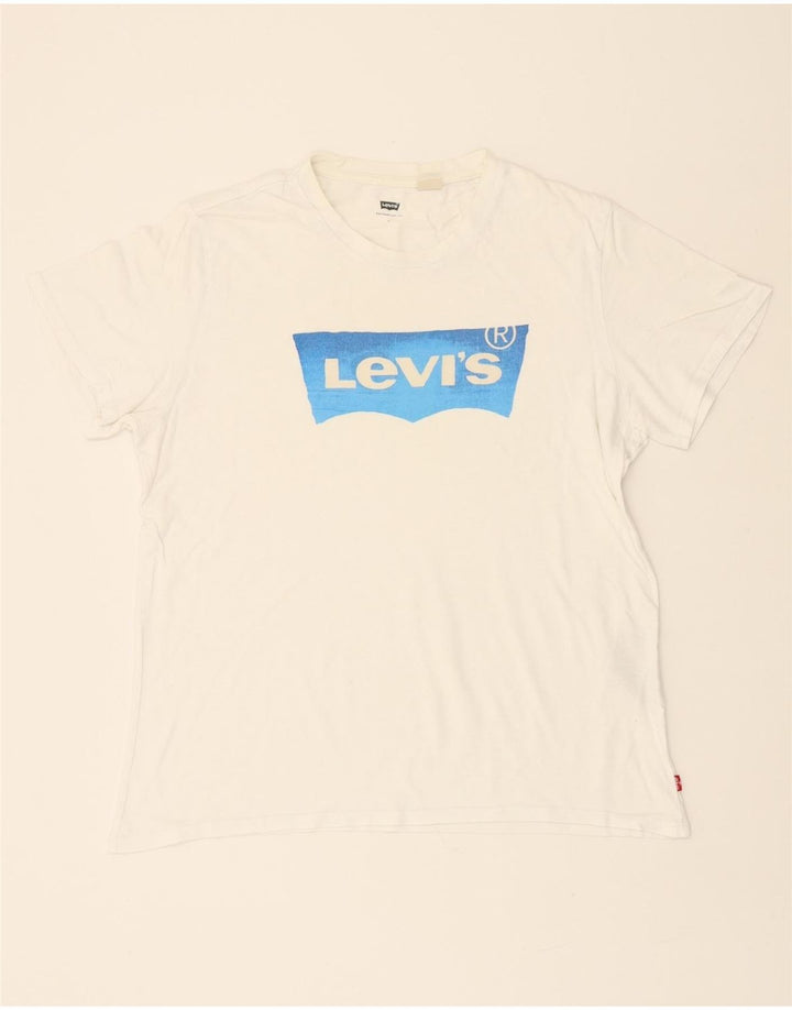 LEVI'S Mens Graphic T-Shirt Top Large White Cotton Vintage Levi's and Second-Hand Levi's from Messina Hembry 