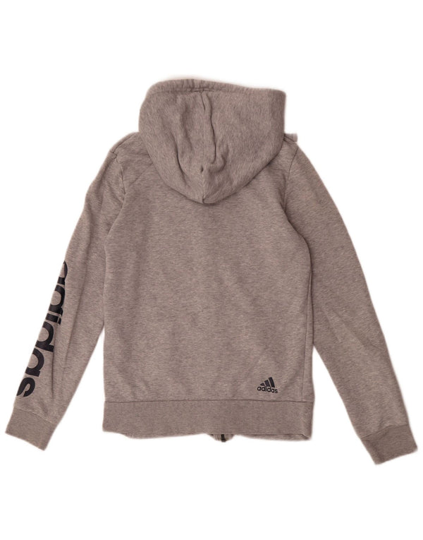 Adidas Damen Graphic Zip Hoodie Pullover UK 8/10 Small Graue Baumwolle