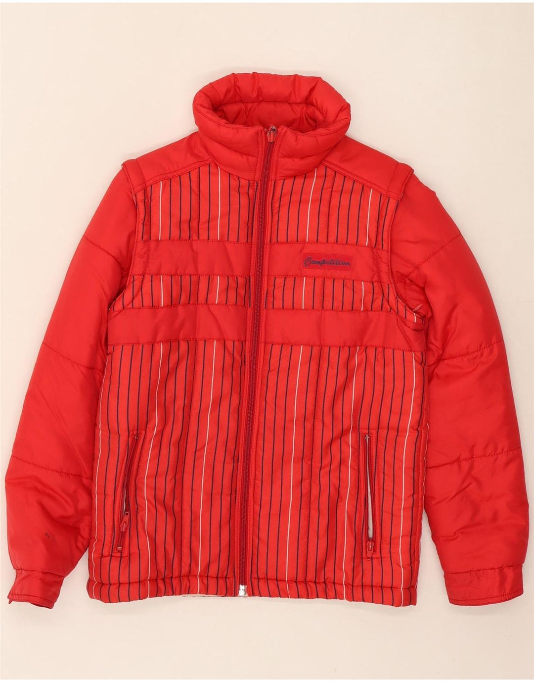 ELHO Boys Padded Jacket 15-16 Years Red Striped Polyamide Vintage Elho and Second-Hand Elho from Messina Hembry 