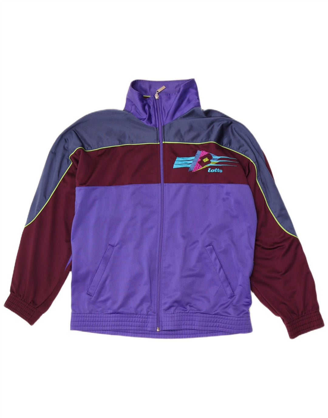 Lotto Mens Graphic Tracksuit Top Jacket Medium Purple Colourblock Polyester