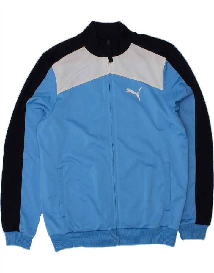 PUMA Boys Tracksuit Top Jacket 13-14 Years Blue Colourblock Polyester Vintage Puma and Second-Hand Puma from Messina Hembry 