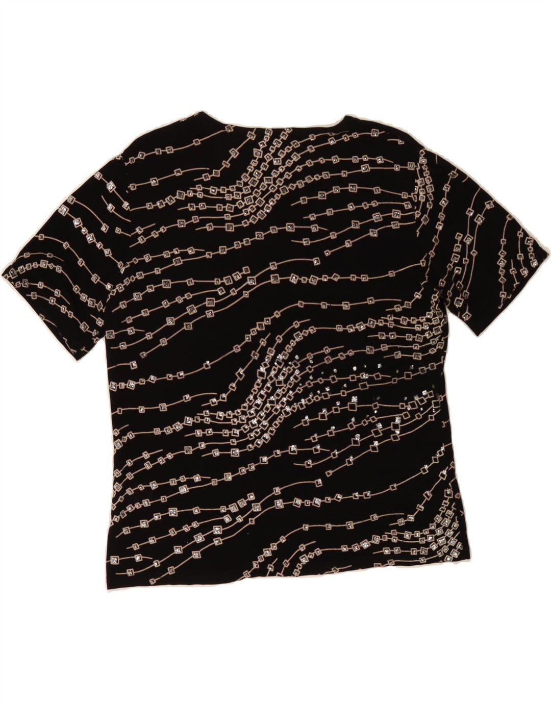 VINTAGE Womens Blouse Top UK 16 Large Black Geometric Polyester Vintage Vintage and Second-Hand Vintage from Messina Hembry 
