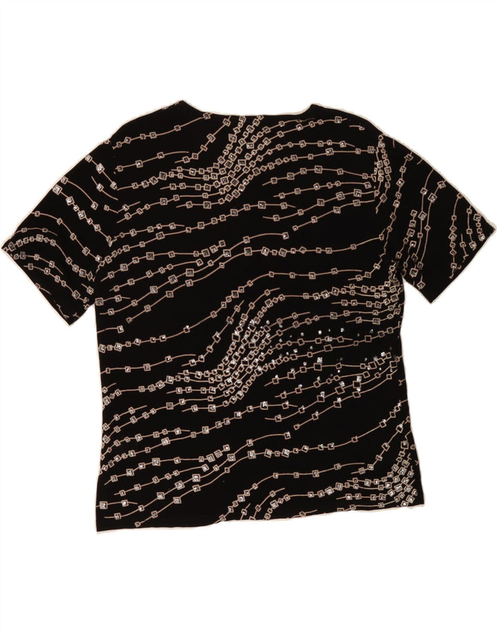 VINTAGE Womens Blouse Top UK 16 Large Black Geometric Polyester Vintage Vintage and Second-Hand Vintage from Messina Hembry 