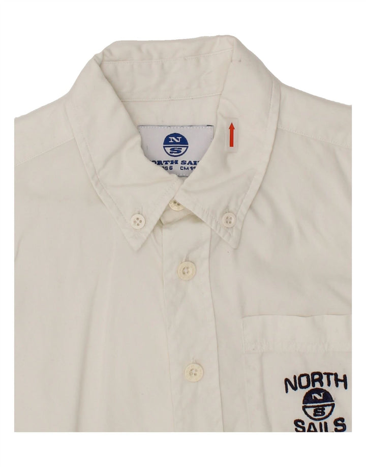 NORTH SAILS Boys Sailmaking Graphic Shirt 5-6 Years White Cotton Vintage North Sails and Second-Hand North Sails from Messina Hembry 