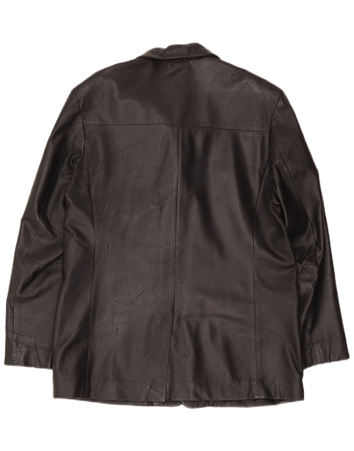 vintage Mens Cuir 2 Bouton Blazer Veste UK 36 Petit Noir Classique