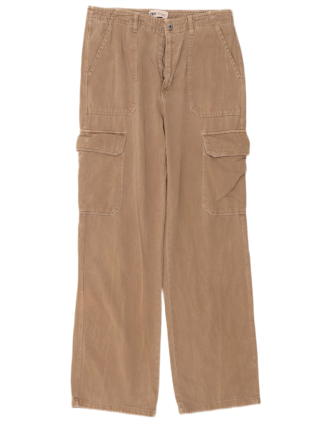 Zara Dame Straight Cargo Bukser EU 40 Medium W30 L31 Beige