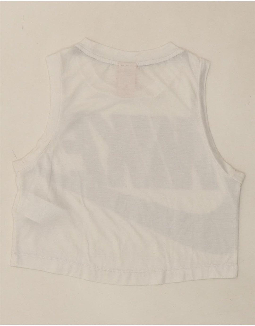 NIKE Womens Crop Graphic Vest Top UK 6 XS White Polyester Vintage Nike and Second-Hand Nike from Messina Hembry 