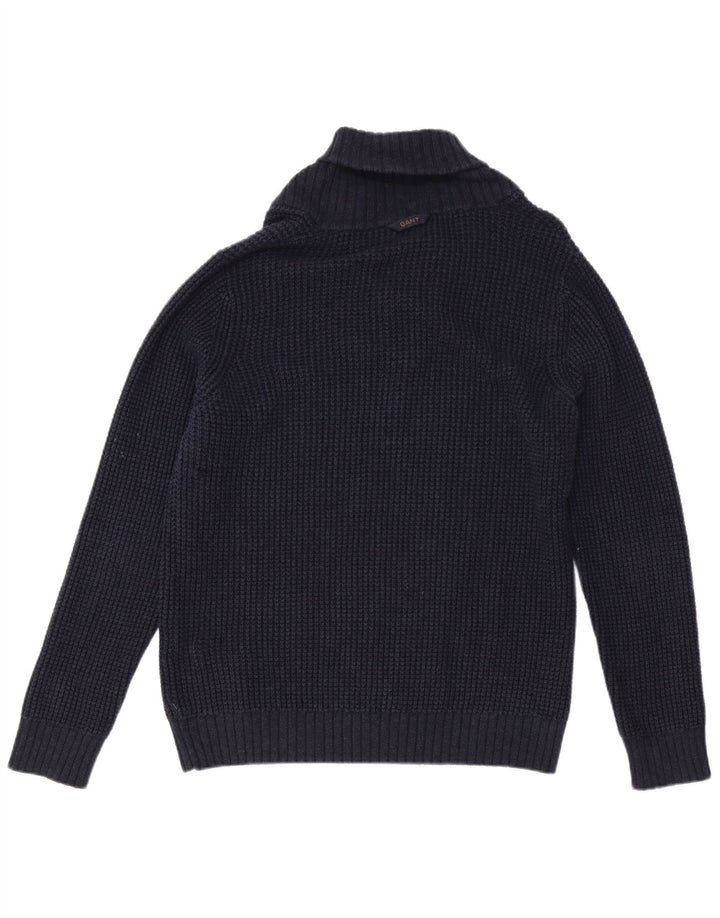Gant Maglione da uomo con collo a scialle in cotone medio blu navy