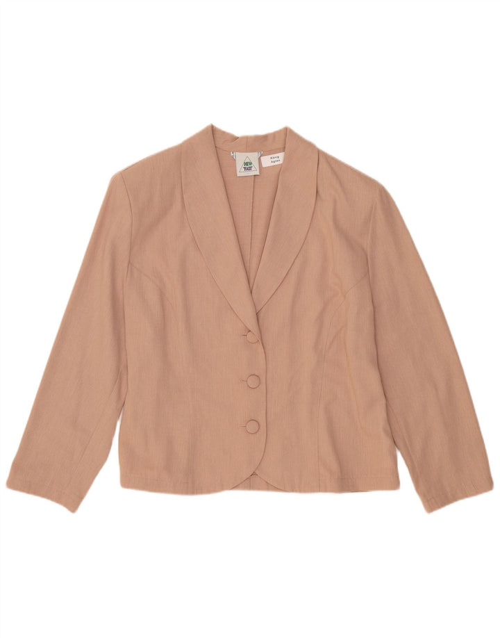 NEU FAST Damen-Blazerjacke mit 3/4-Ärmeln und 3 Knöpfen, EU 44, XL, Beige, Polyester