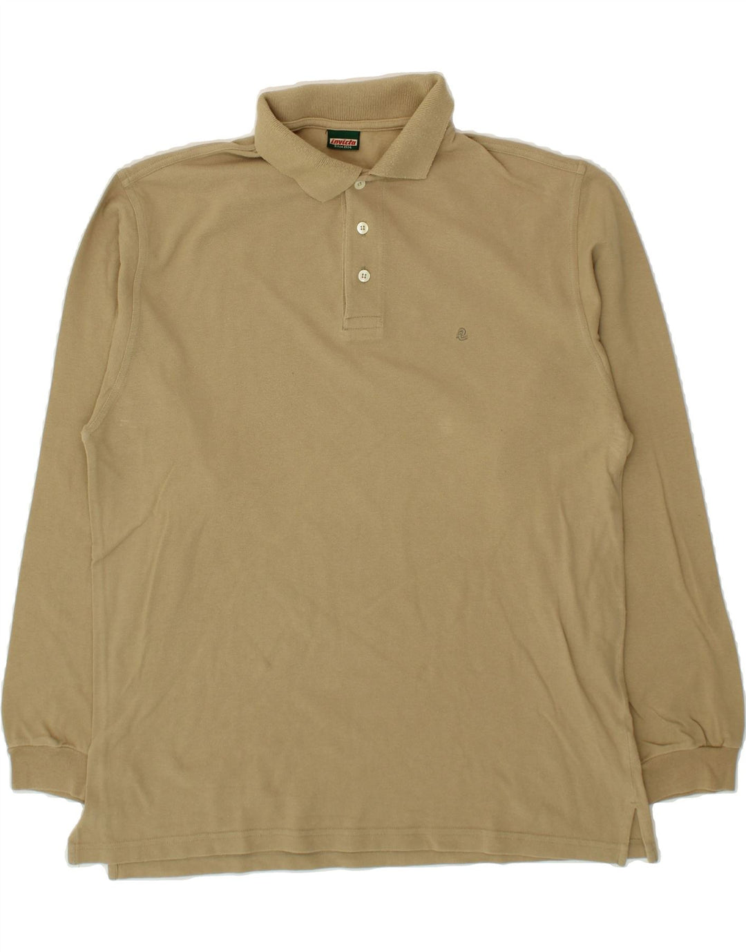 INVICTA Mens Long Sleeve Polo Shirt Large Beige Vintage Invicta and Second-Hand Invicta from Messina Hembry 