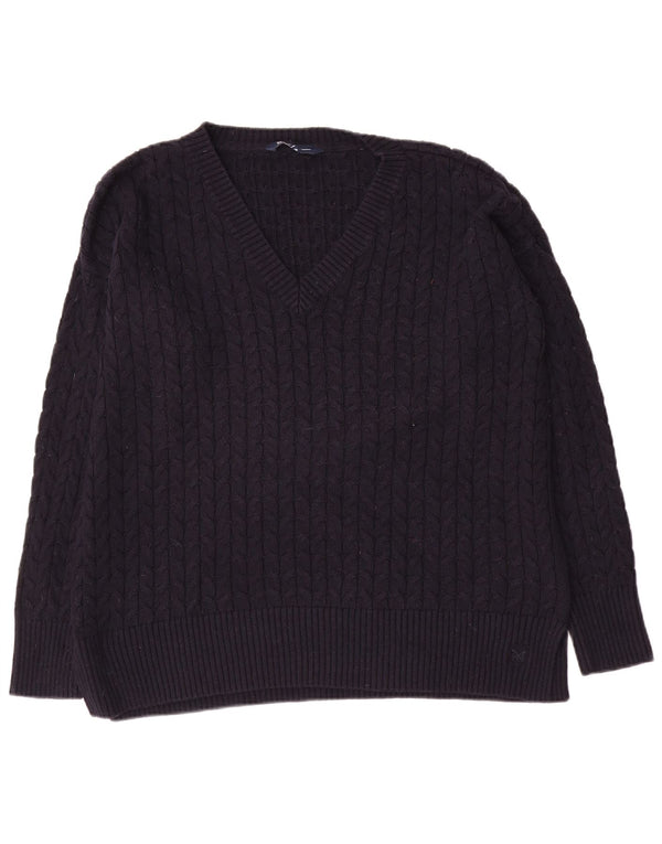 Crew Clothing Damen-Pullover, übergroß, V-Ausschnitt, Gr. 40, Marineblau