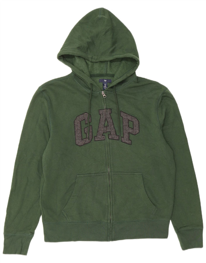 Gap Mens Graphic Zip Hoodie Sweater Medium Green Cotton