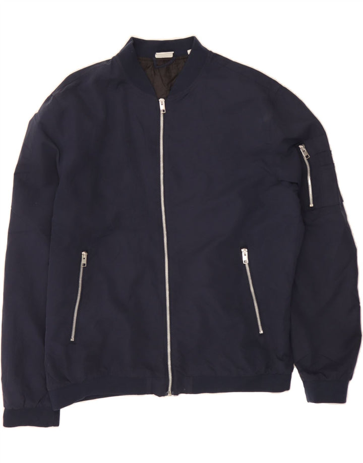 JACK & JONES Mens Bomber Jacket UK 42 XL Navy Blue Polyester Vintage Jack & Jones and Second-Hand Jack & Jones from Messina Hembry 
