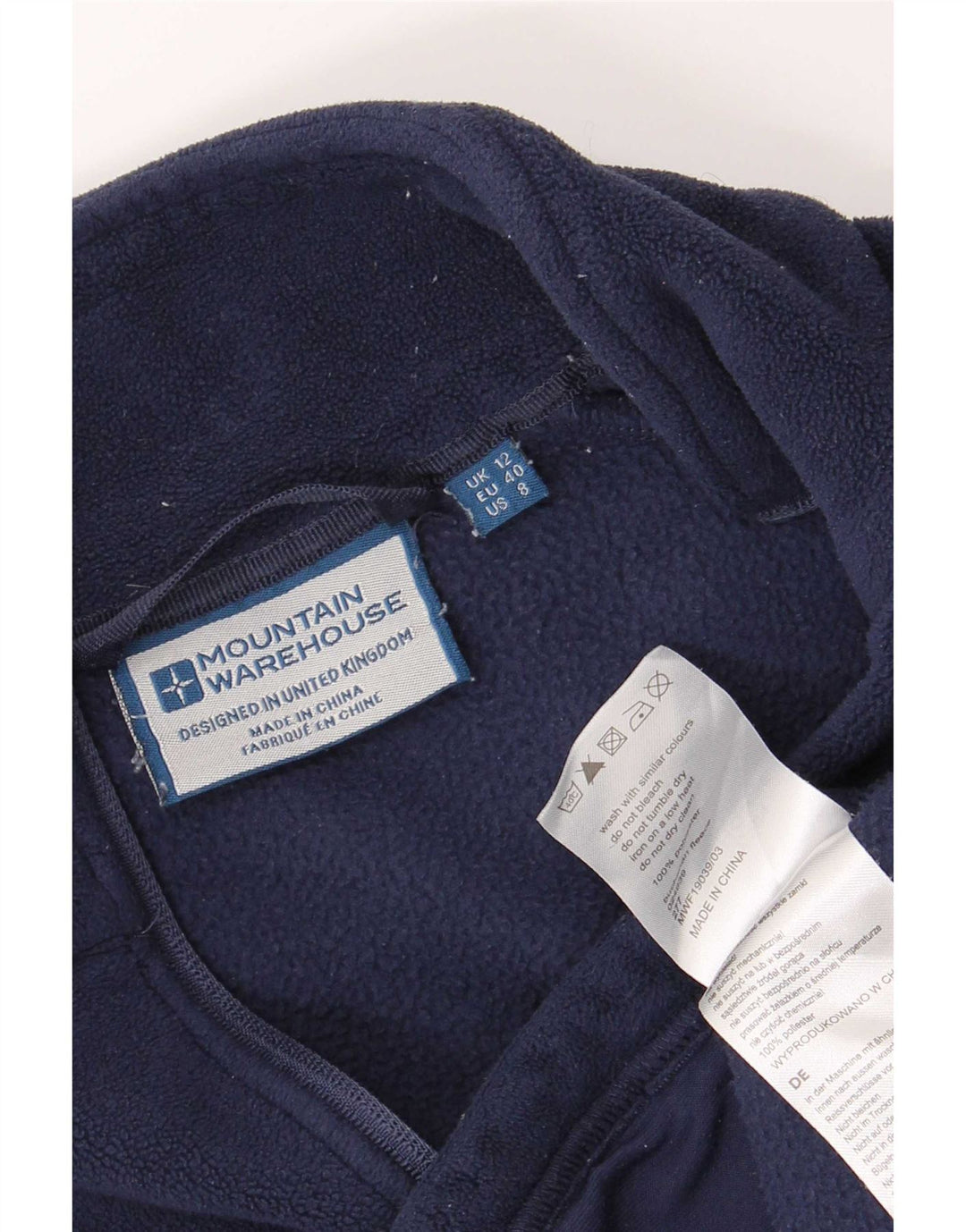 Mountain Warehouse Womens Fleece Jacket UK 12 Medium Navy Blue Polyester