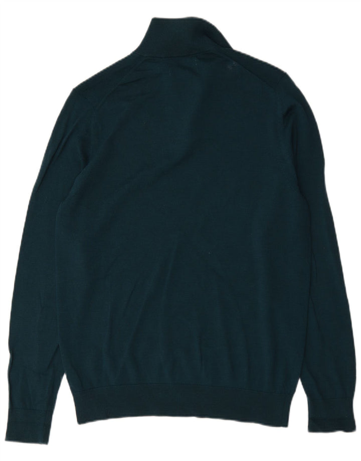 Marks & Spencer Herren Autograph Pullover mit Reißverschluss am Hals, mittelgrüne Wolle