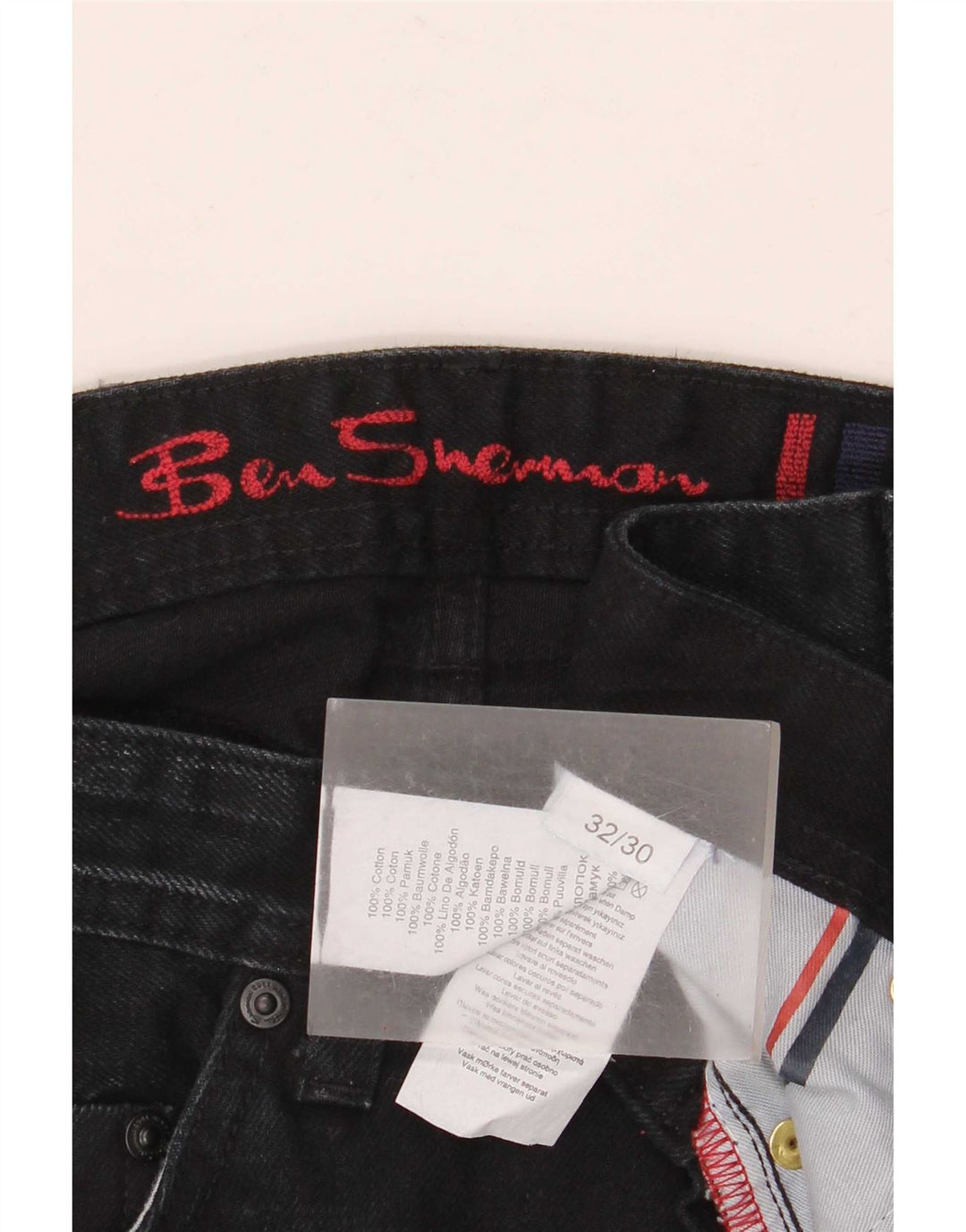 Ben Sherman Mens Bootcut Jeans W32 L30 Navy Blue Cotton