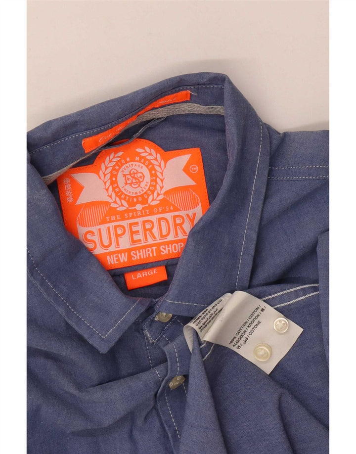 Superdry herreskjorte stor blå bomuld