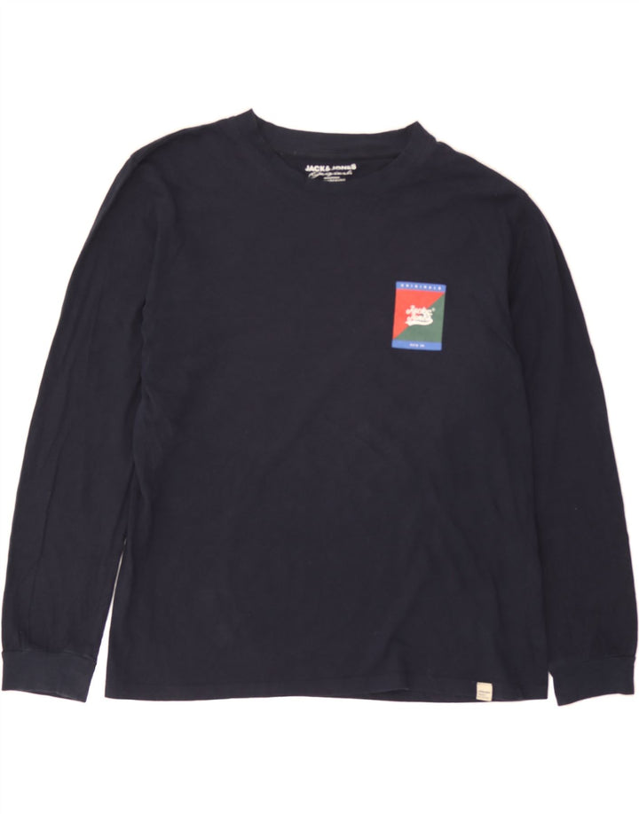 JACK & JONES Mens Top Long Sleeve Large Navy Blue Cotton Vintage Jack & Jones and Second-Hand Jack & Jones from Messina Hembry 