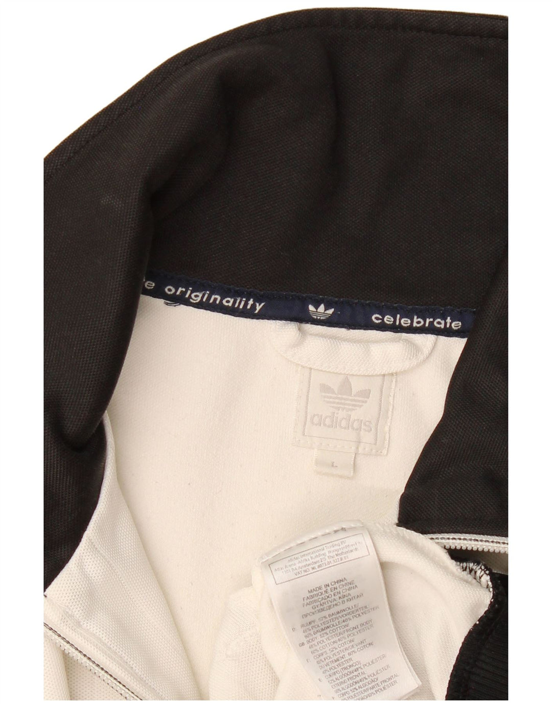 Adidas Mens Tracksuit Top Jacket Large White Colourblock Cotton