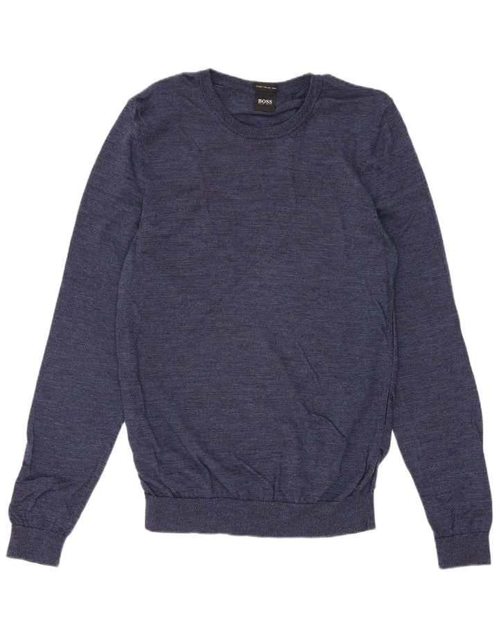 Hugo Boss Herre Crew Neck Jumper Sweater Medium Navy Blue Uld