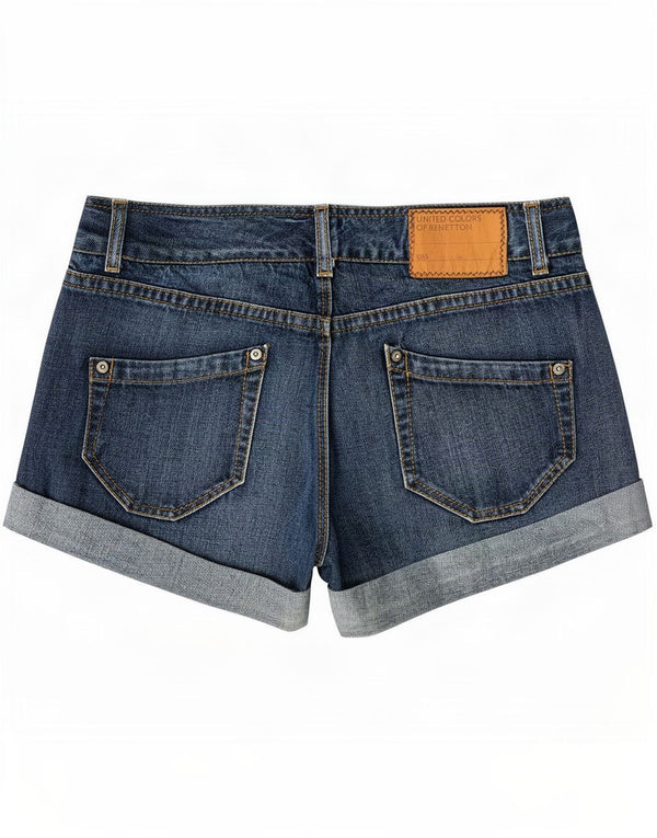 Shorts Vaqueros Benetton Mujer IT 42 Medium W30 Azul Algodón