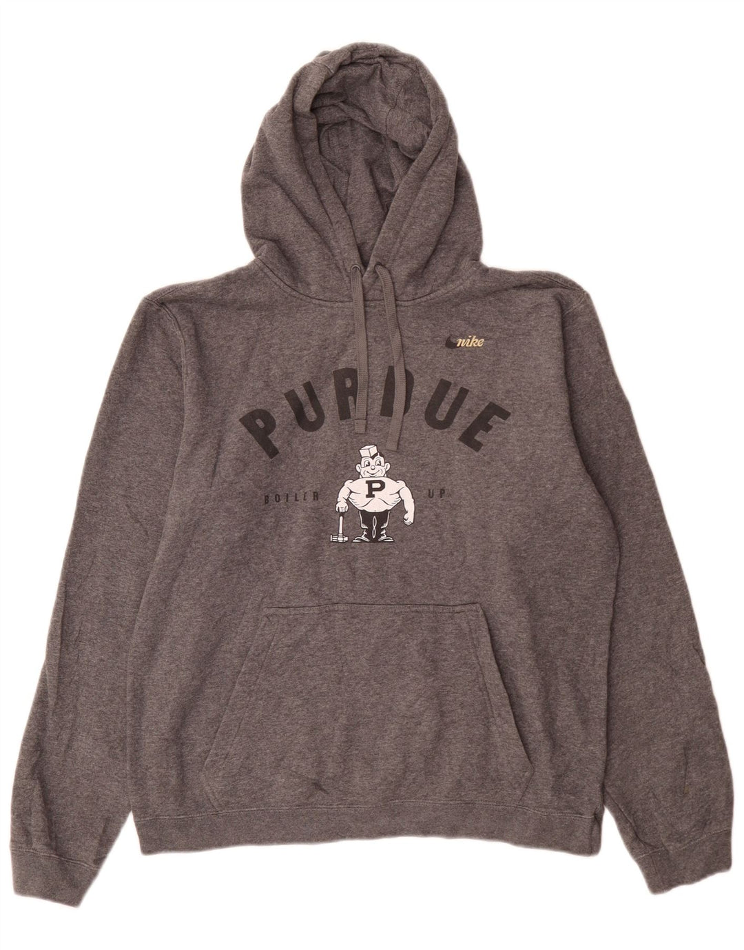 Nike Mens Purdue Graphic Hoodie Jumper Medium Grey Cotton
