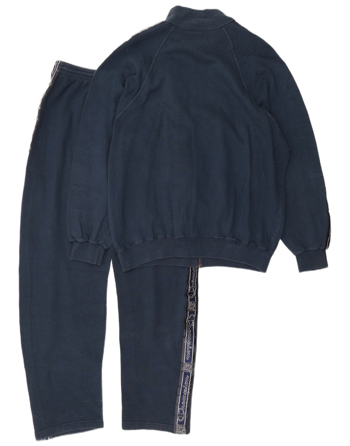 Champion Mens Graphic Full Tracksuit Large Navy Blue Cotton