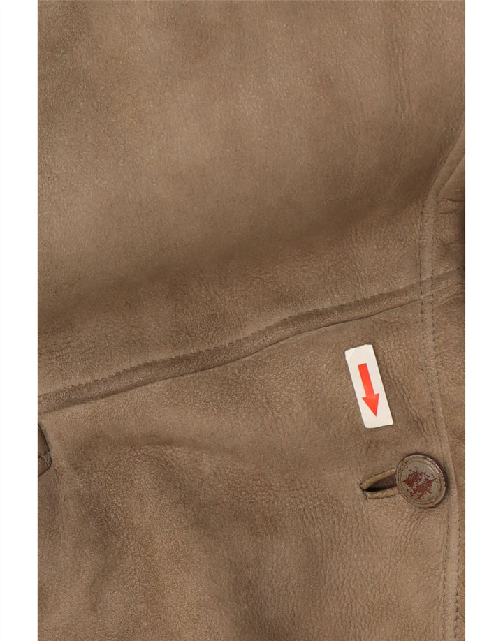 Genny Womens Shearling Jacket US 6 Medium Grey Læder