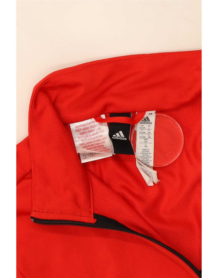 Giacca da tuta da ragazzo Adidas 13-14 anni in poliestere color block rosso