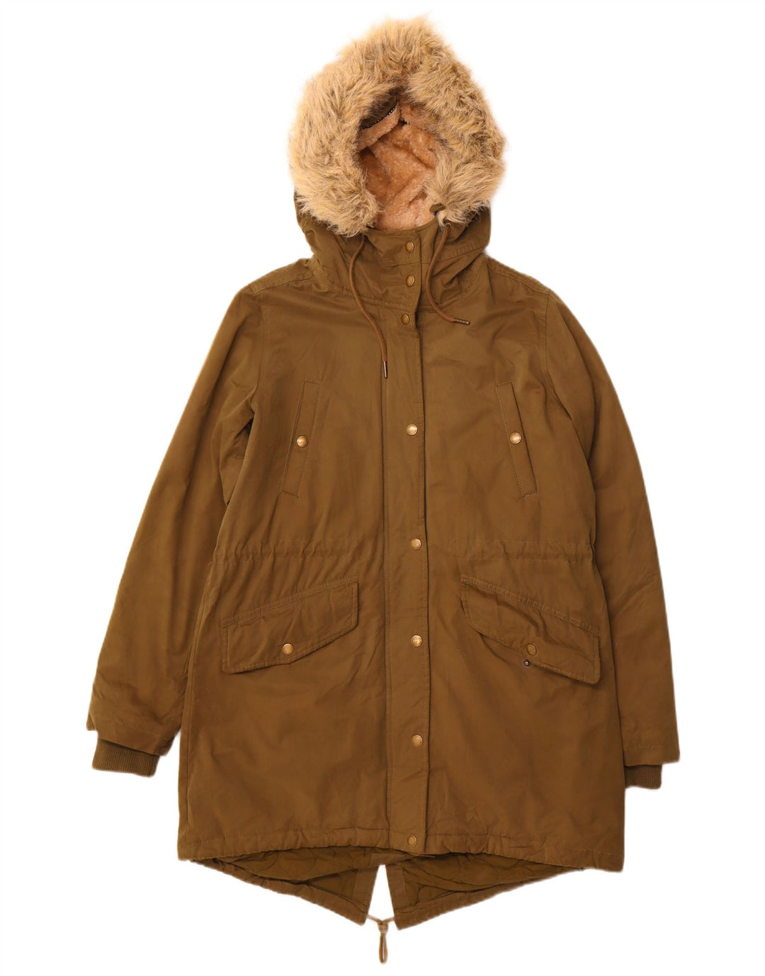 FAT FACE Womens Oversized Hooded Parka Jacket UK 10 Small  Khaki Polyester