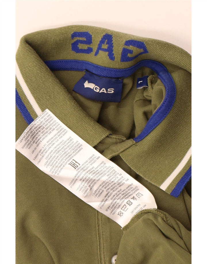 Gas Mens Polo Shirt Large Khaki Cotton