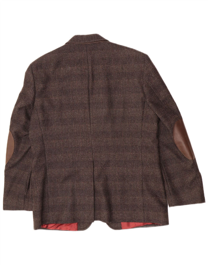 Pierre Cardin Veste Blazer 2 Boutons Homme UK 40 Grand Carreau Marron