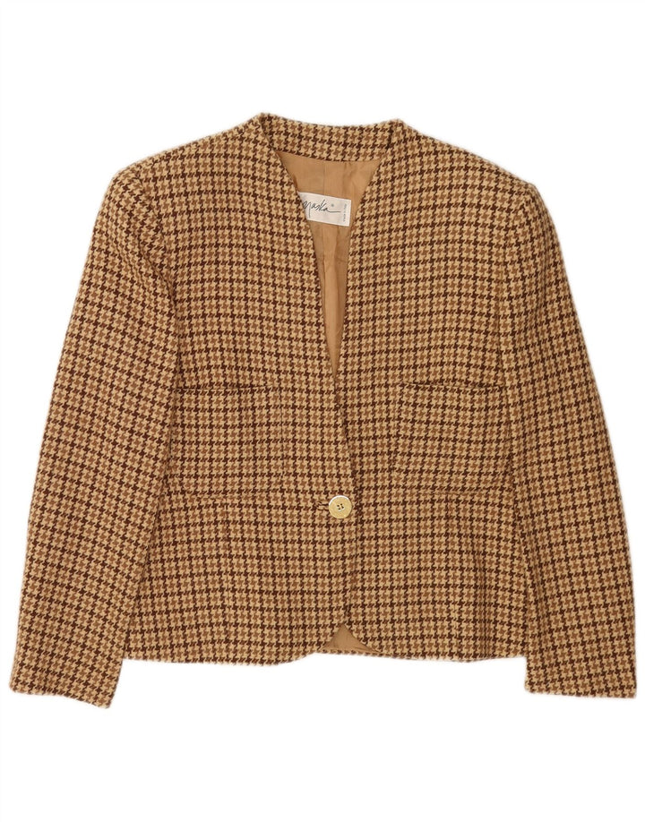 Maska Jaqueta blazer feminina manga 3/4 IT 44 Houndstooth bege médio