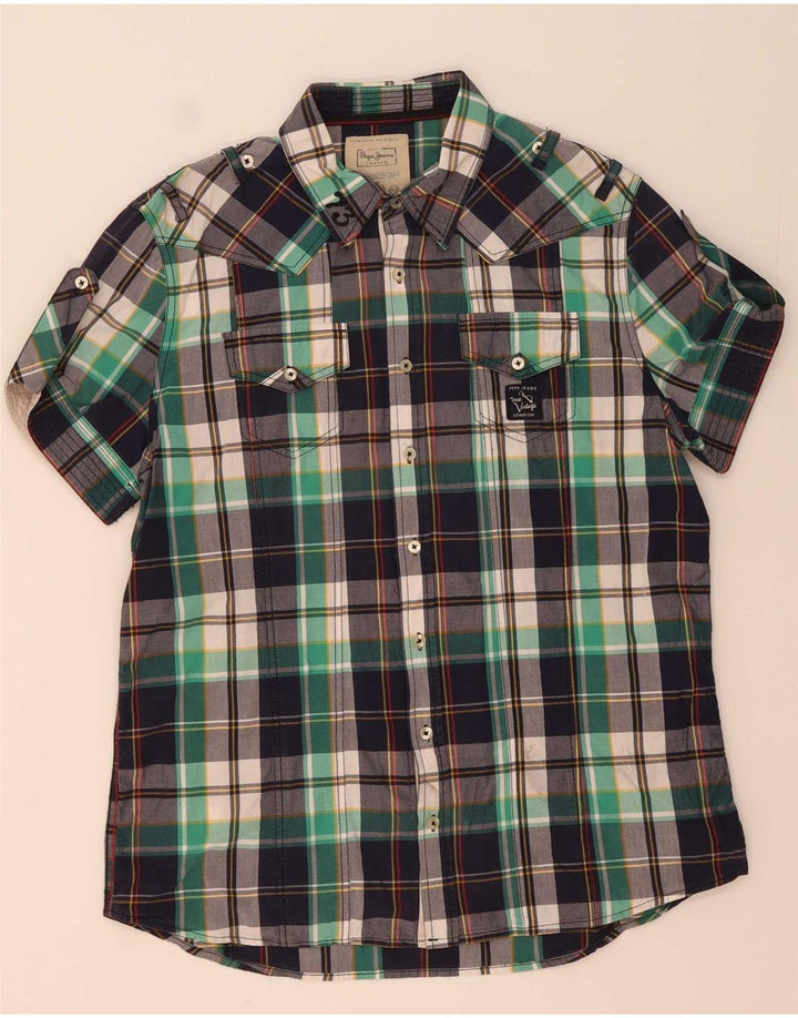 PEPE JEANS Mens Slim Fit Short Sleeve Shirt Medium Multicoloured Check