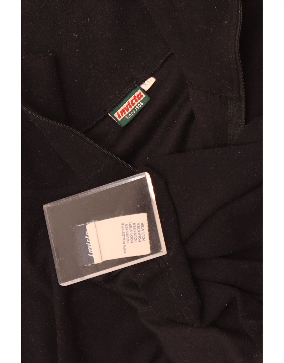 Invicta Mens Zip Neck Fleece Jumper XL Black Polyester