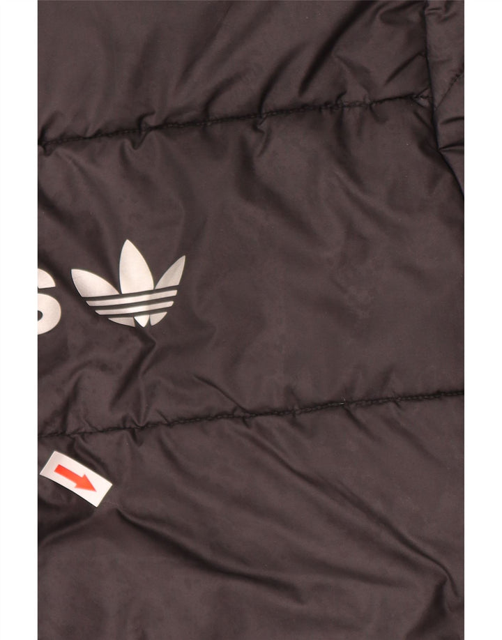 Adidas drenge grafisk polstret hættejakke 14-15 år sort polyester