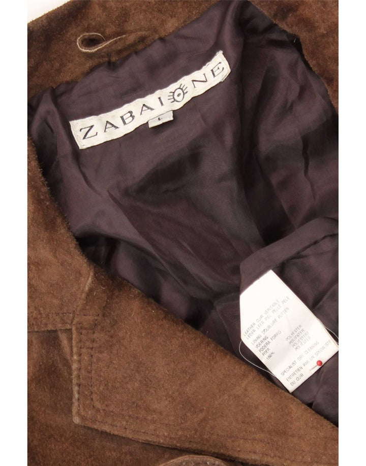 Zabaione Womens Suede Jacket UK 14 Large Brown Leather