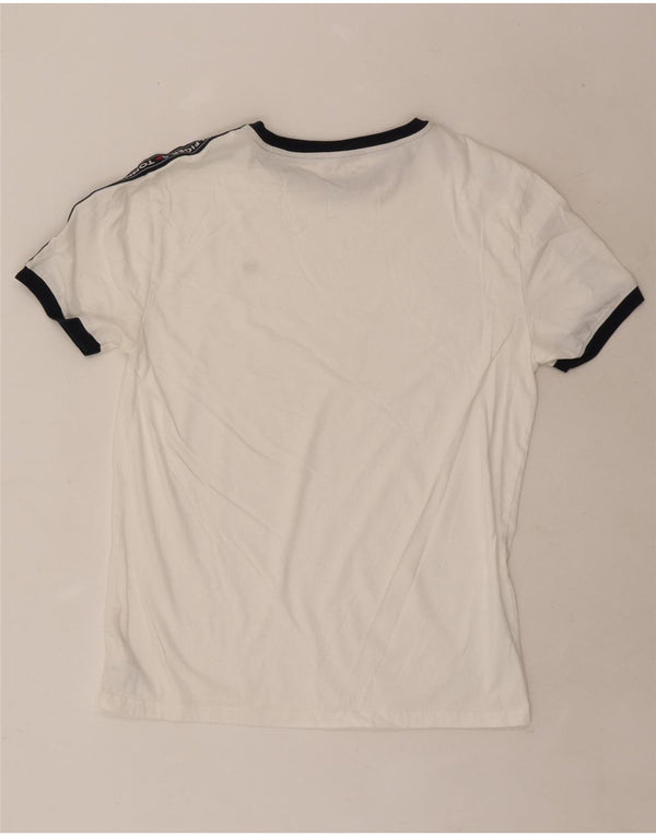 Tommy Hilfiger Mens Graphic T-Shirt Top Medium White Colourblock Cotton