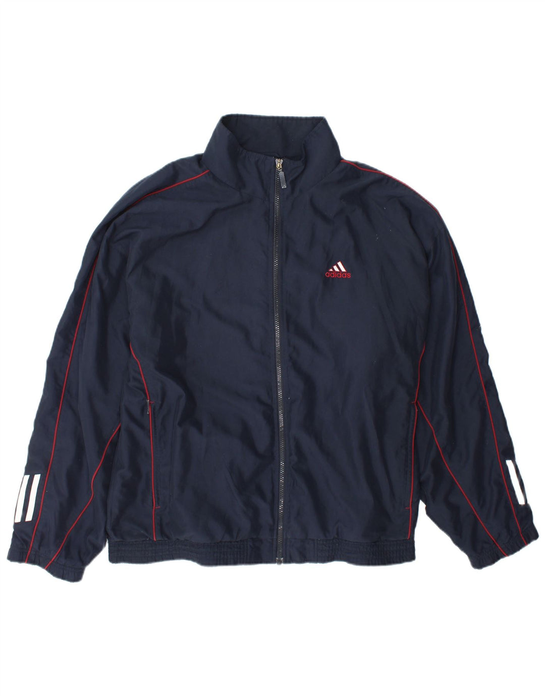 Adidas Mens Tracksuit Top Jacket UK 42/44 Large Navy Blue Polyester