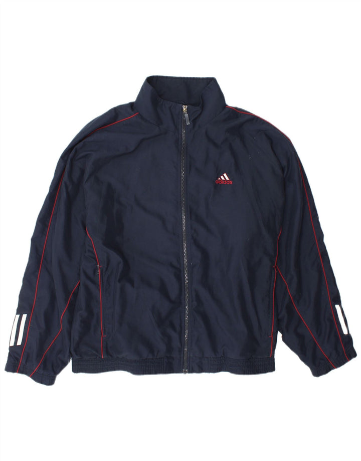 Adidas Mens Tracksuit Top Jacket UK 42/44 Large Navy Blue Polyester