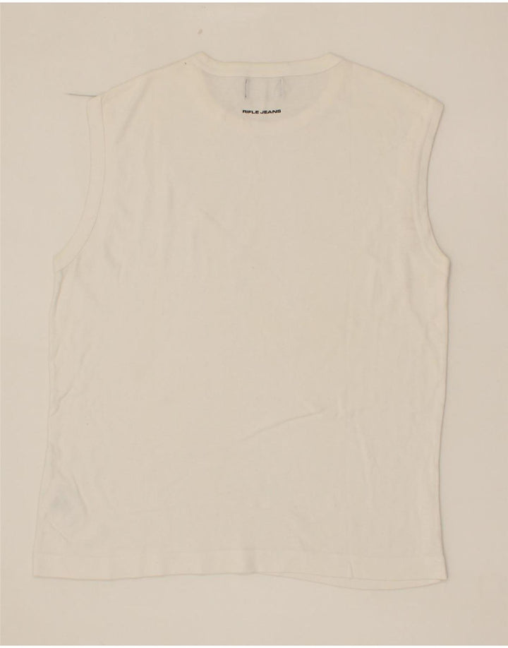 RIFLE Womens Vest Top UK 14 Medium White Cotton Vintage Rifle and Second-Hand Rifle from Messina Hembry 