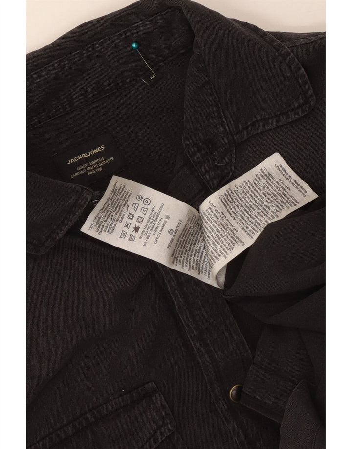 JACK & JONES Ανδρικό τζιν πουκάμισο μεσαίο μαύρο βαμβακερό