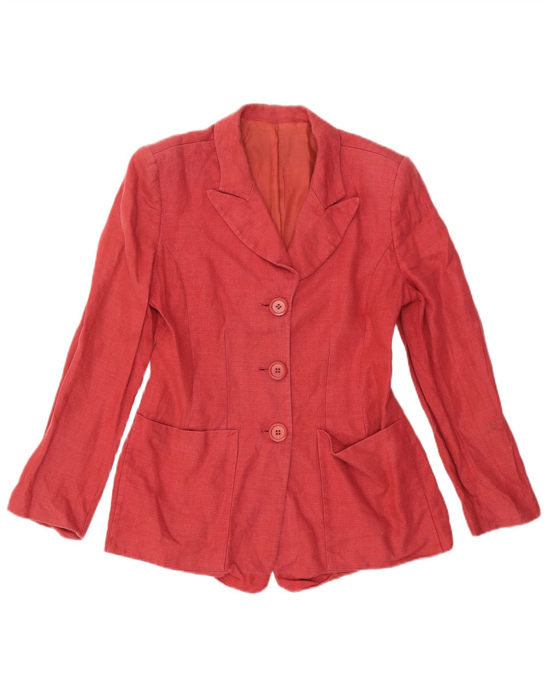 Hobbs Womens 3 Button Blazer Jacket UK 12 Medium Red Linen