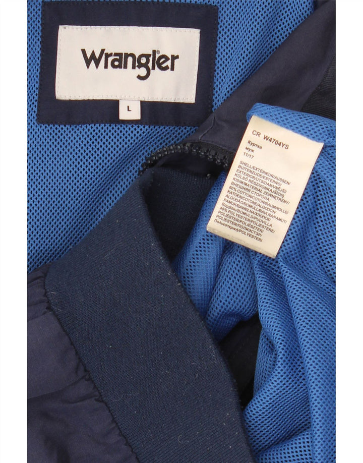 Wrangler Mens Bomber Jacket UK 40 Large Navy Blue Cotton