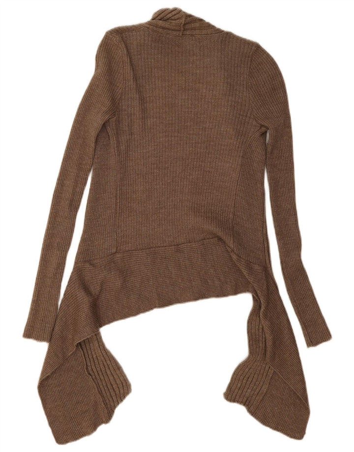 Zara Womens Asymmetric Open Cardigan Sweater UK 12 Medium Beige
