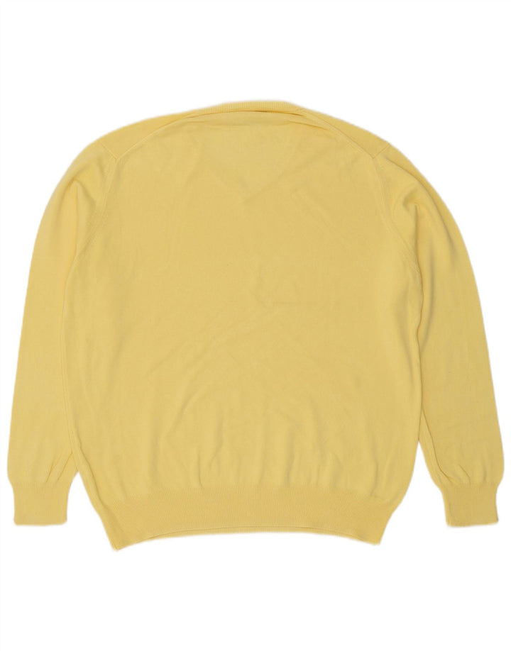Zara Mens V-Neck Jumper Sweater XL Yellow