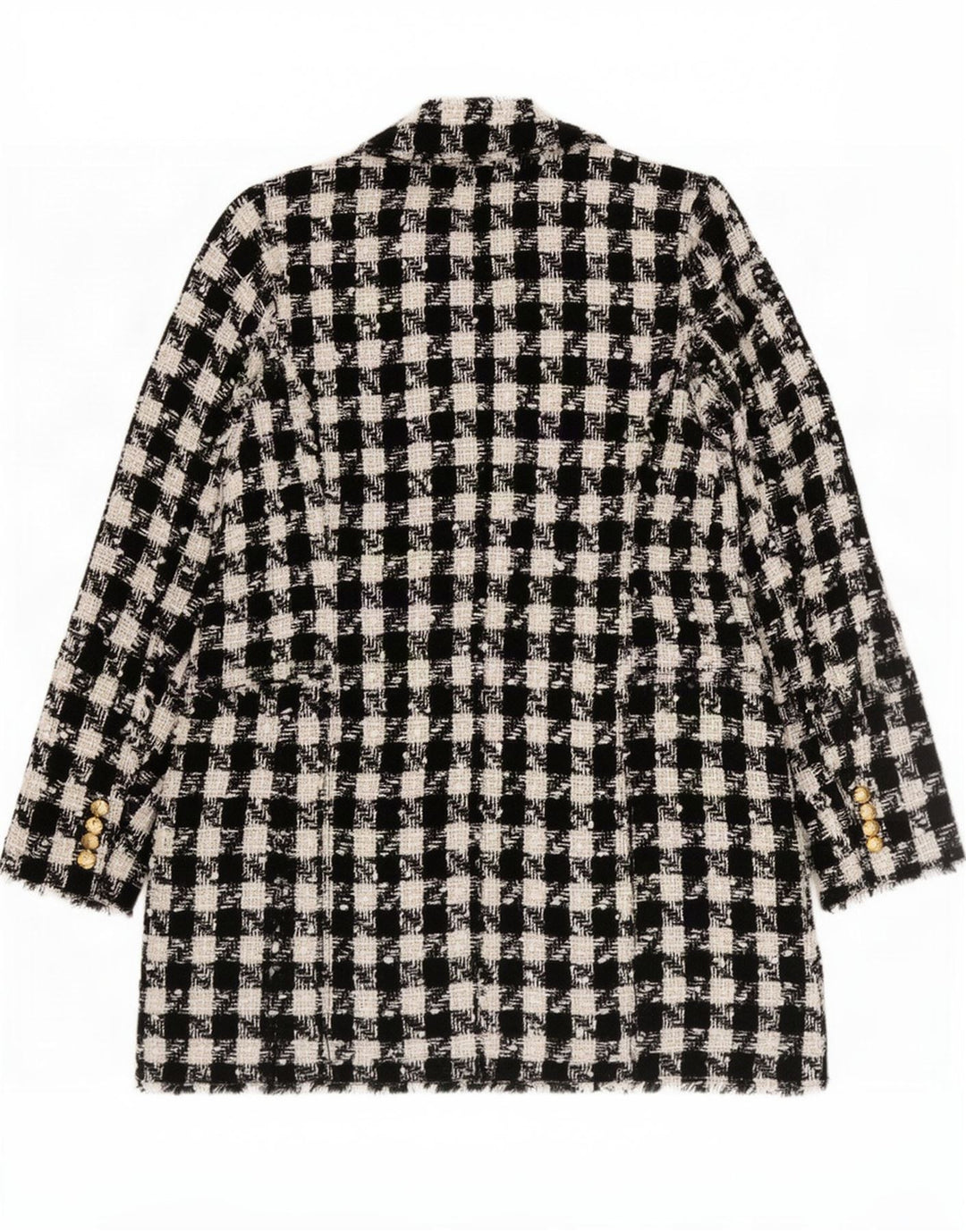 Damski płaszcz z podwójnymi piersiami Zara UK 18 XL, czarny poliester w pepitkę