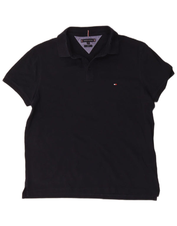 Tommy Hilfiger Mens Slim Fit Polo Shirt XL Navy Blue Cotton